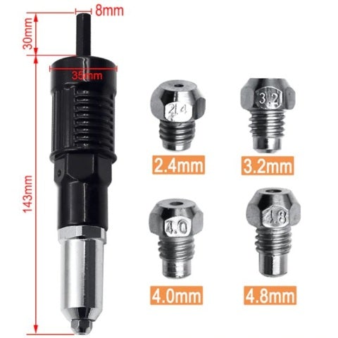 Adaptador de broca elétrica Rebitadeira