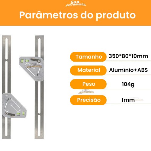 Régua De Alumínio Ajustável Multifuncional Com Nível