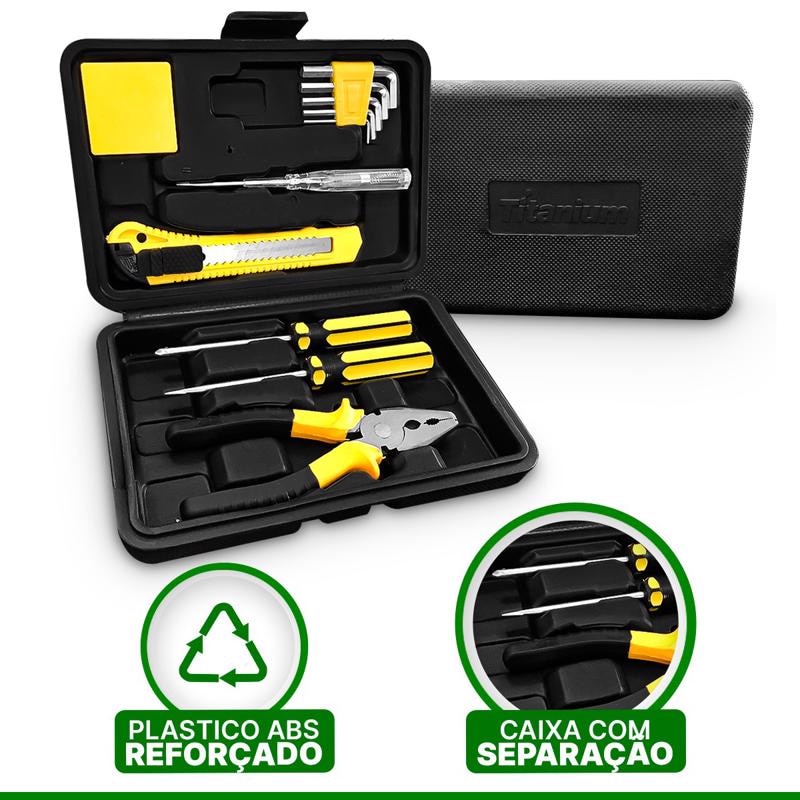 Kit Jogo de Ferramentas 16 Peças Com Maleta Grampeador Tapeceiro