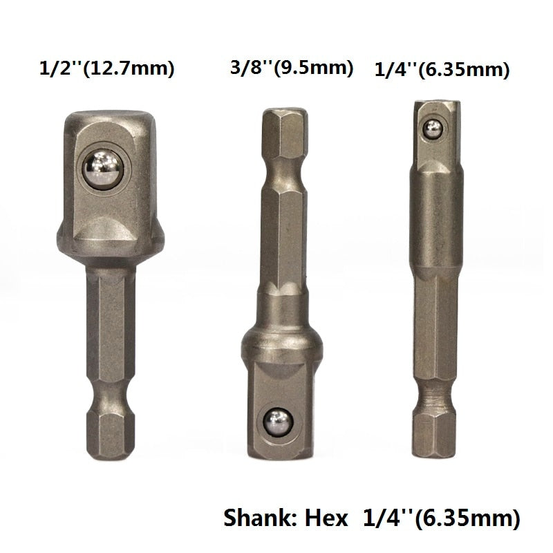 Brocas haste de extensão- 3 peças 1/4 "3/8" 1/2"